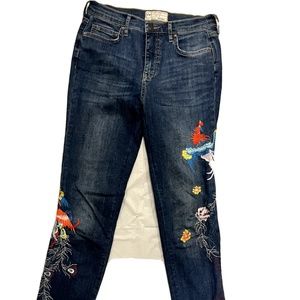 Free People Women's Skinny Embroidered Jeans